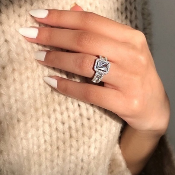 SOLD 18K White Gold Filled Sapphire Ring - Picture 2 of 4